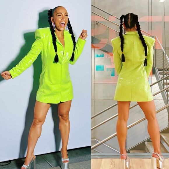 Bronx and Banco Zizi Neon Green Sequin Embellished Blazer Size XS 2 - Picture 6 of 16